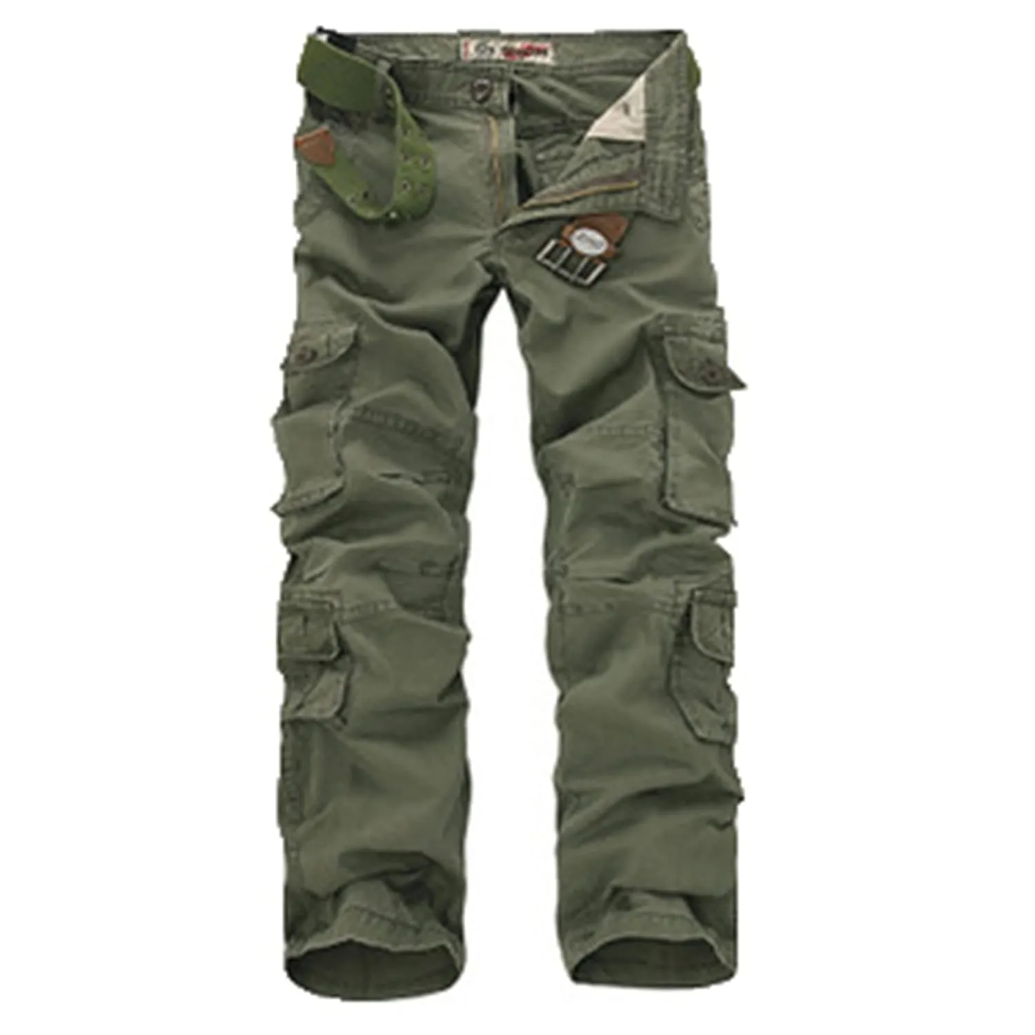 Men's Ripstop Wild Cargo Pants Relaxed Fit Hiking Pants Army Combat Casual Pants Trousers with 8 Pockets(No Belt) (38,Military Green)
