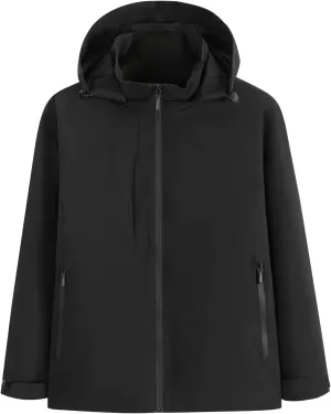Men's Softshell Military Jacket Fleece Lined Water Repellent Outdoor Reflective Coat with Removable Hood