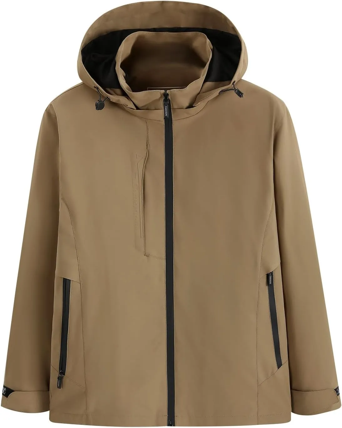 Men's Softshell Military Jacket Fleece Lined Water Repellent Outdoor Reflective Coat with Removable Hood
