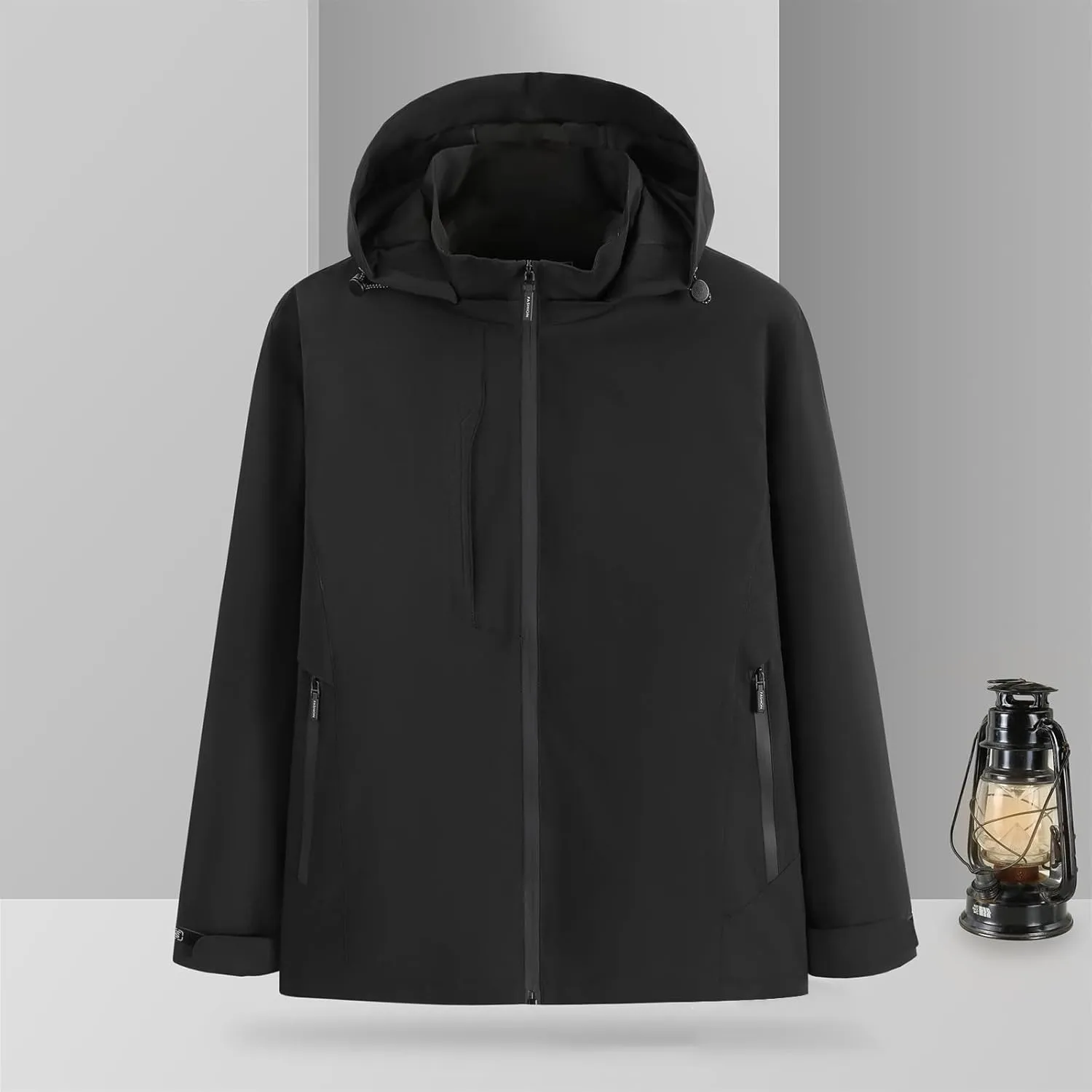 Men's Softshell Military Jacket Fleece Lined Water Repellent Outdoor Reflective Coat with Removable Hood