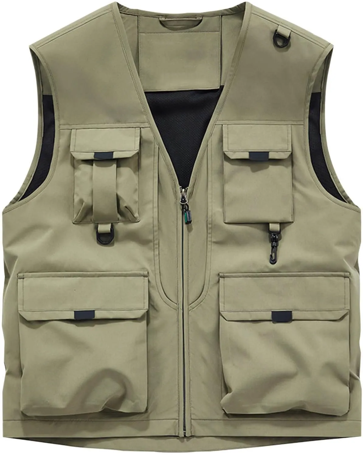 Mens Utility Casual Fishing Vests Multi Pockets Cargo Vest Travel Hunting Camping Outdoor Vest Tactical Outerwear
