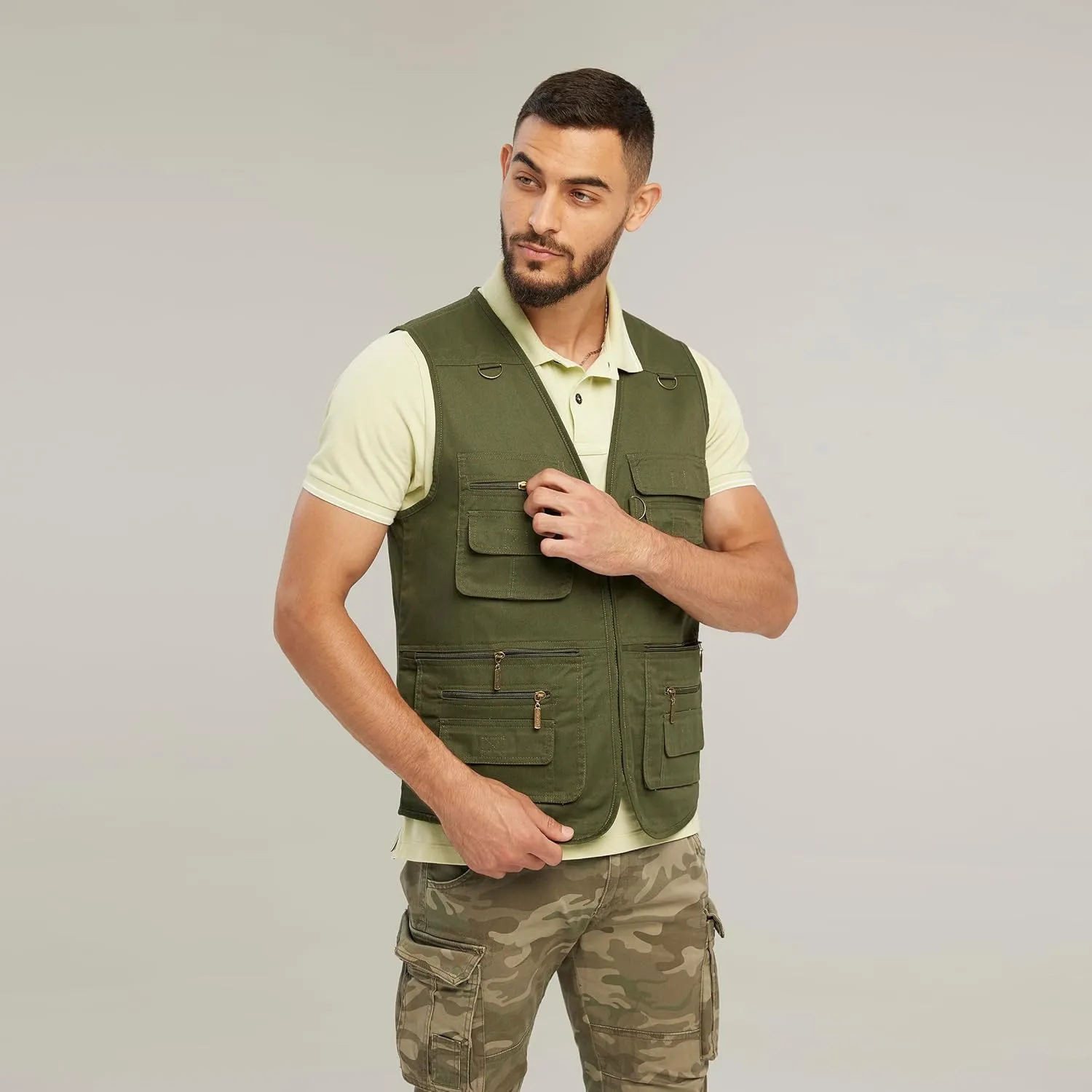 Men's Utility Work Hunting Travel Fishing Multi-Pockets Outdoor Vests