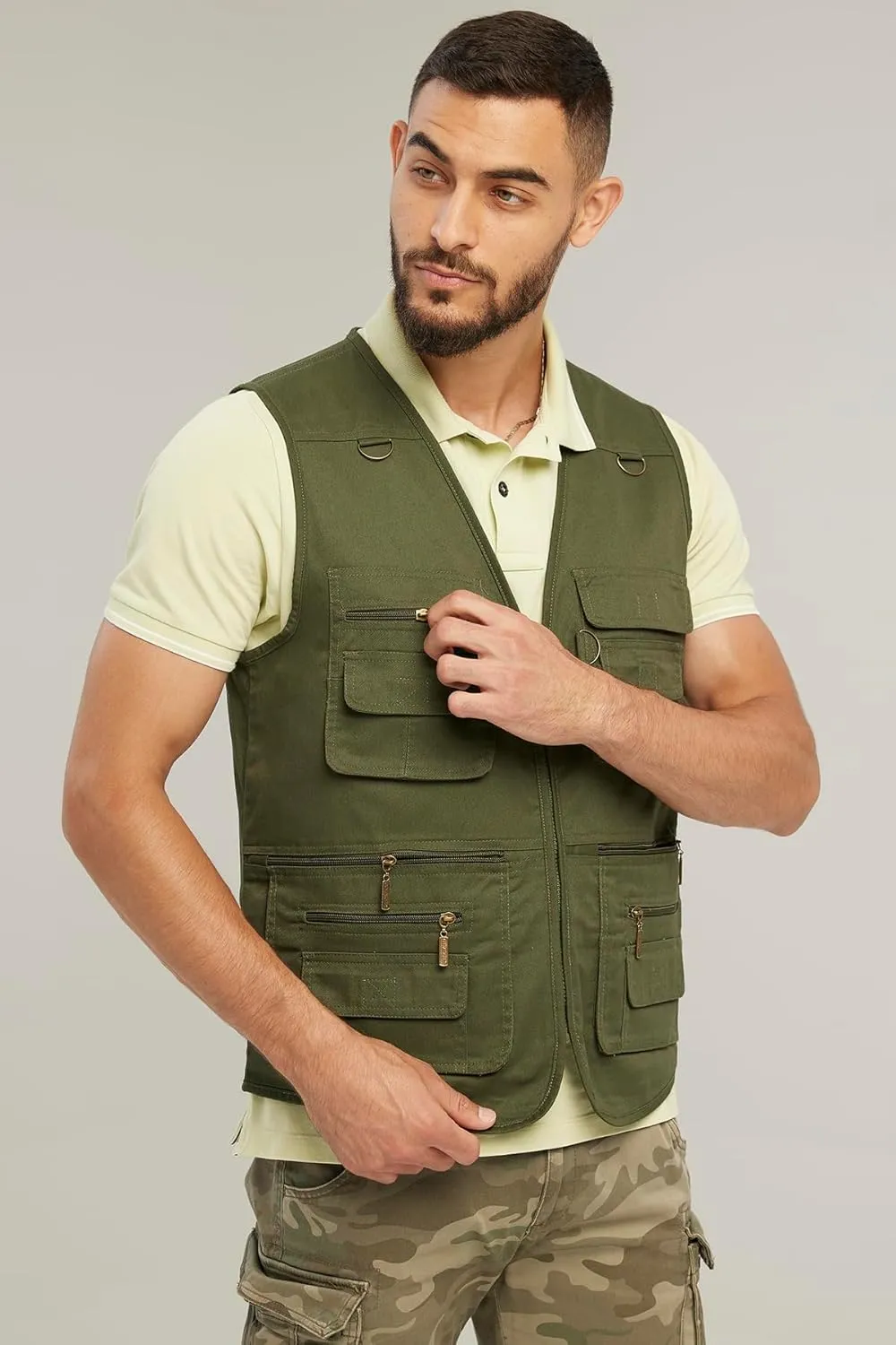 Men's Utility Work Hunting Travel Fishing Multi-Pockets Outdoor Vests