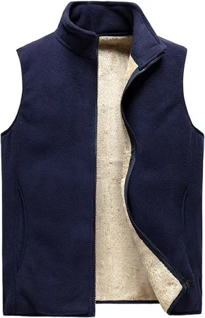 Men's Vest Stand Collar Padded Thicken Warm Winter Zip Up Jacket Sleeveless Casual Outdoor Sports Travel Vest