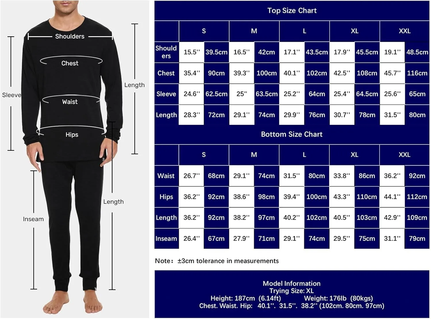 MERINNOVATION Merino Wool Base Layer Set for Men 100% Merino Wool Thermal Underwear Long Sleeve