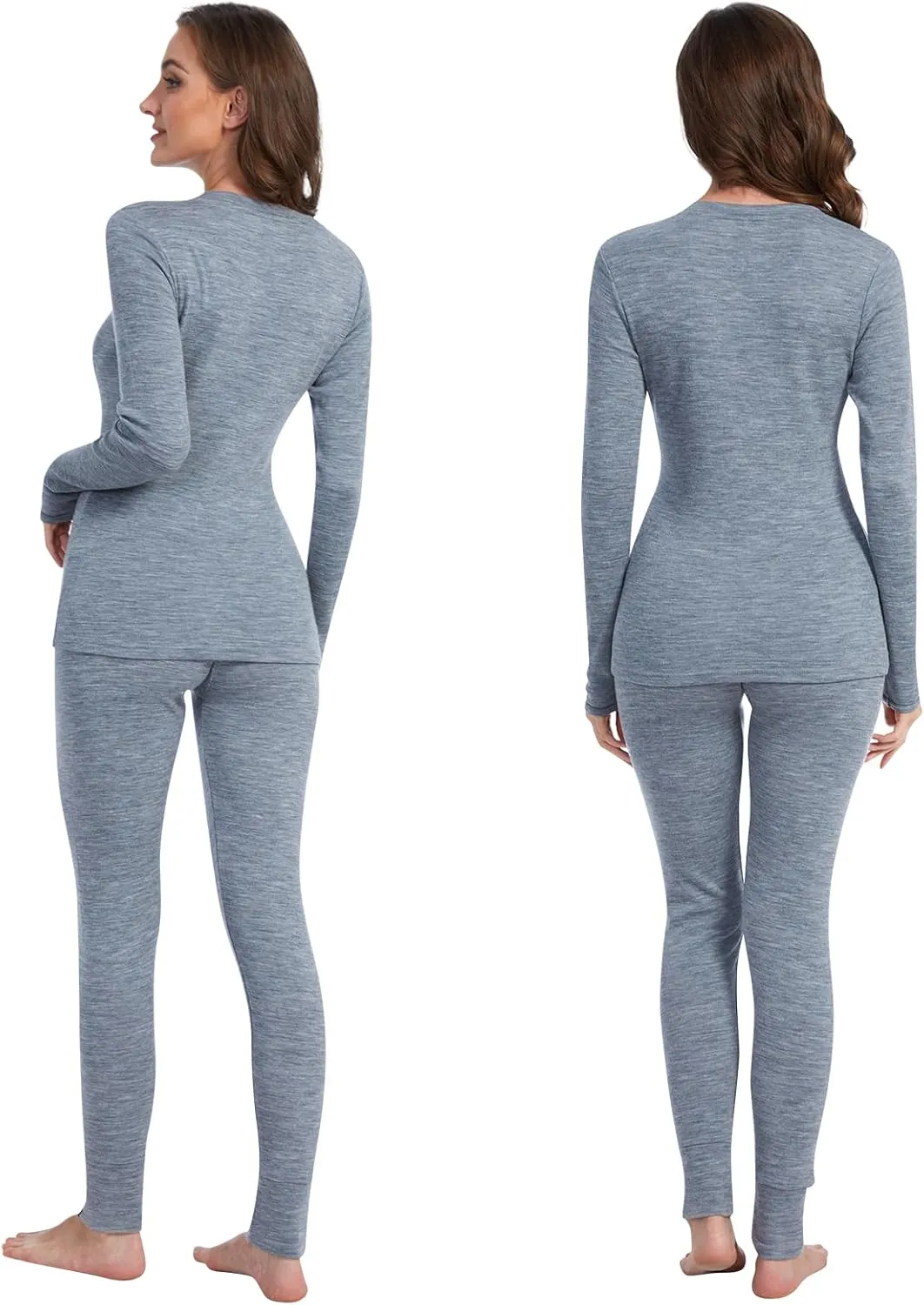 MERINNOVATION Merino Wool Base Layer Set for Women 100% Merino Wool Thermal Underwear Set