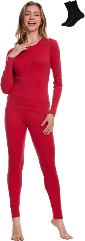 MERINNOVATION Merino Wool Base Layer Set for Women 100% Merino Wool Thermal Underwear Set