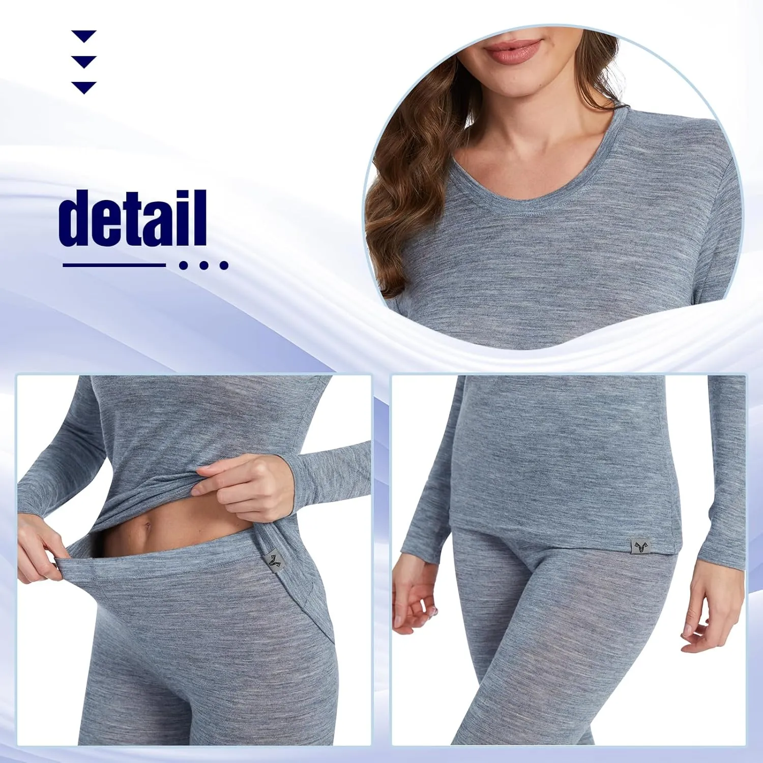 MERINNOVATION Merino Wool Base Layer Set for Women 100% Merino Wool Thermal Underwear Set