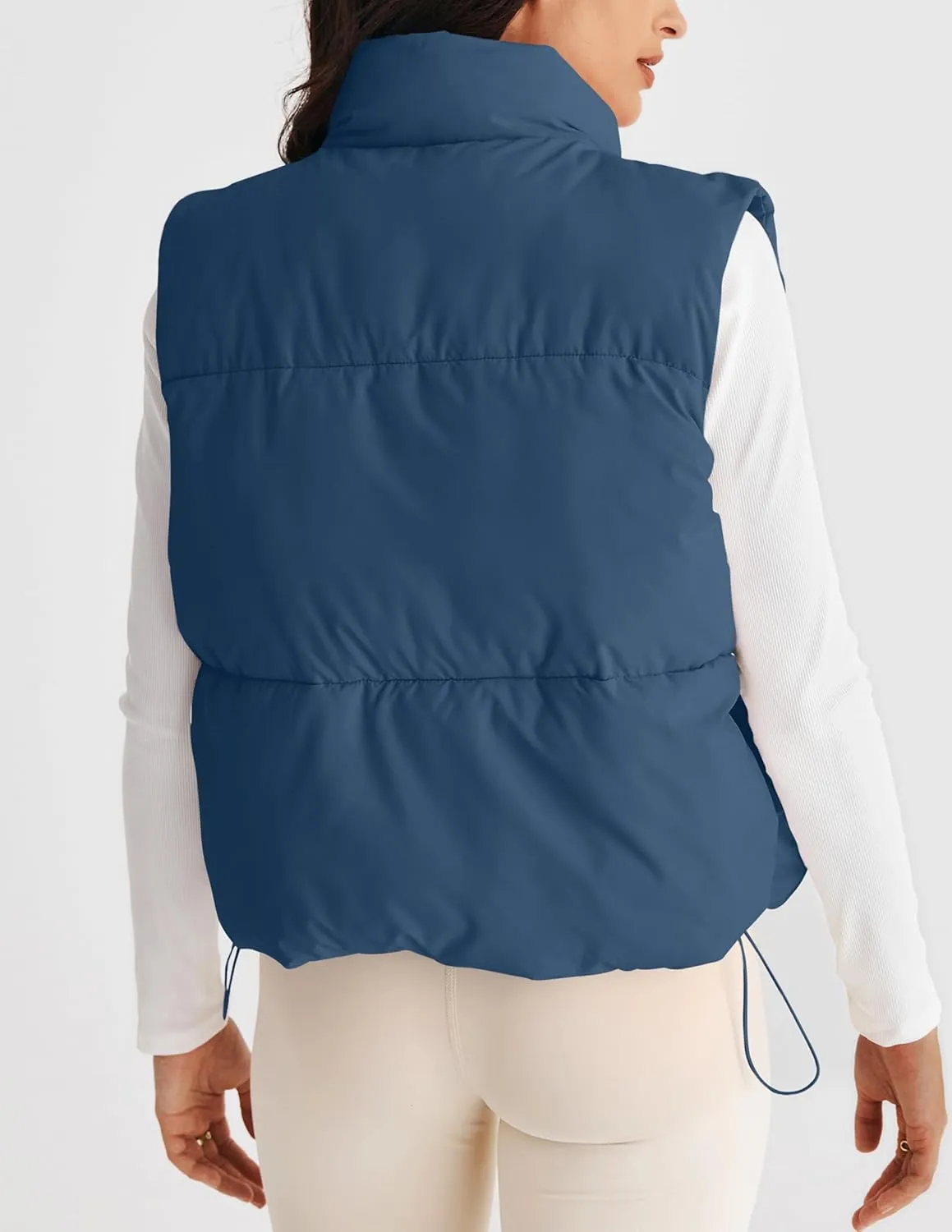 MEROKEETY Womens Puffer Vest Stand Collar Zip Up Sleeveless Padded Gilet Coat with Pockets