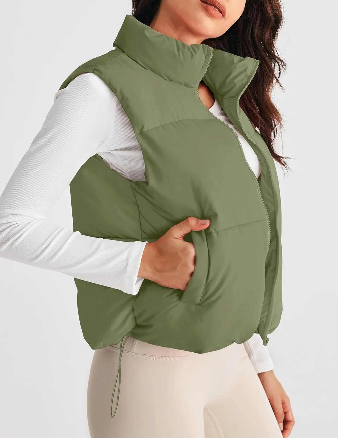 MEROKEETY Womens Puffer Vest Stand Collar Zip Up Sleeveless Padded Gilet Coat with Pockets