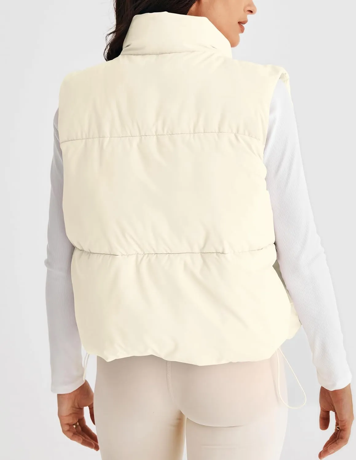MEROKEETY Womens Puffer Vest Stand Collar Zip Up Sleeveless Padded Gilet Coat with Pockets
