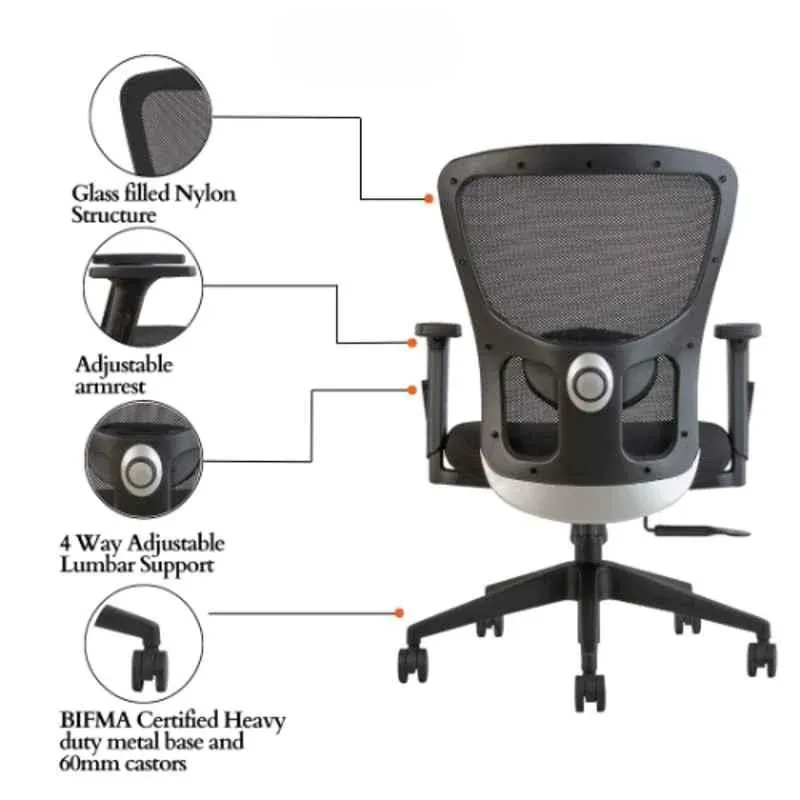 Mesh Ergonomic Chair for Office with Adjustable Handle with Metal Legs Base Superior Build, Comfort, and Trusted Quality