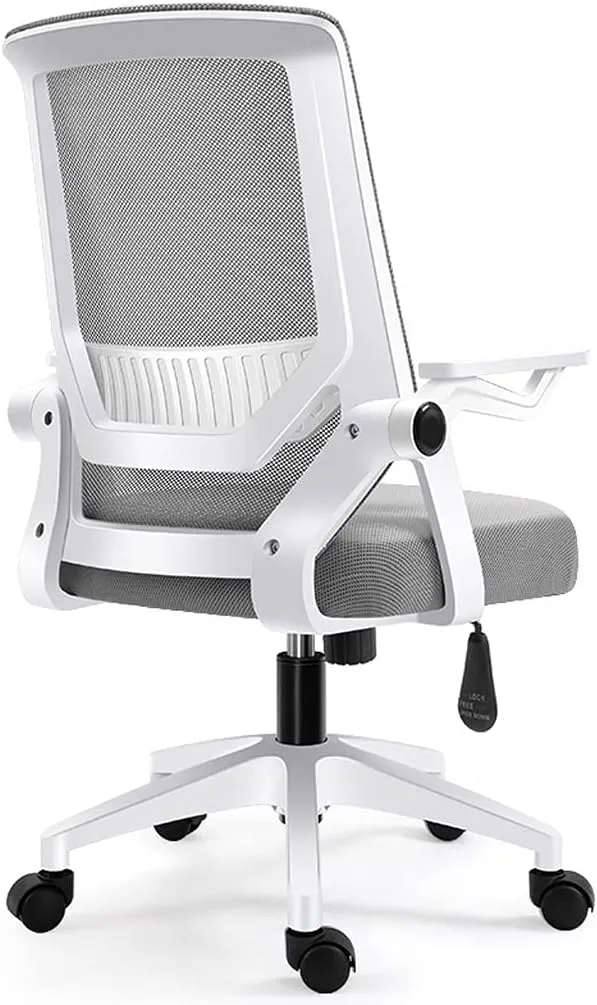 Mesh Office Chair with Pulley Bracket,Ergonomic High-Back Adjustable Desk Chair with armrests, for Office, Dormitory, Home Unique (Light Gray)
