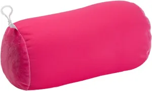Microbead Bolster Tube Travel Pillow - Compact Neck Roll Pillow for Airplane, Car, or Home - Soft Lumbar Support Pillow - Pink
