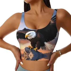 Mighty Bald Eagle Pattern Women's Sports Vest - Yoga Workout Fitness for Women Athletic Tank Tops