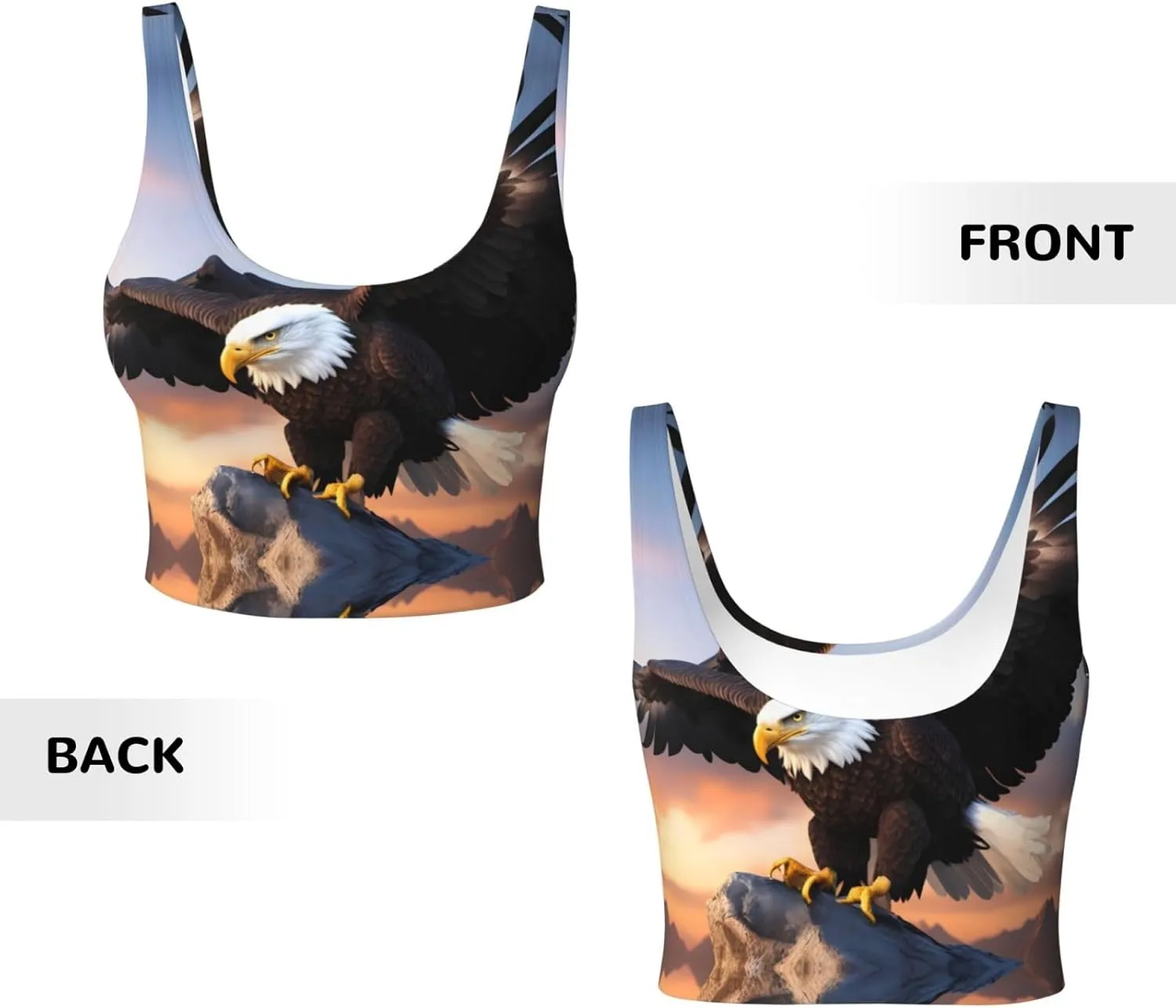 Mighty Bald Eagle Pattern Women's Sports Vest - Yoga Workout Fitness for Women Athletic Tank Tops