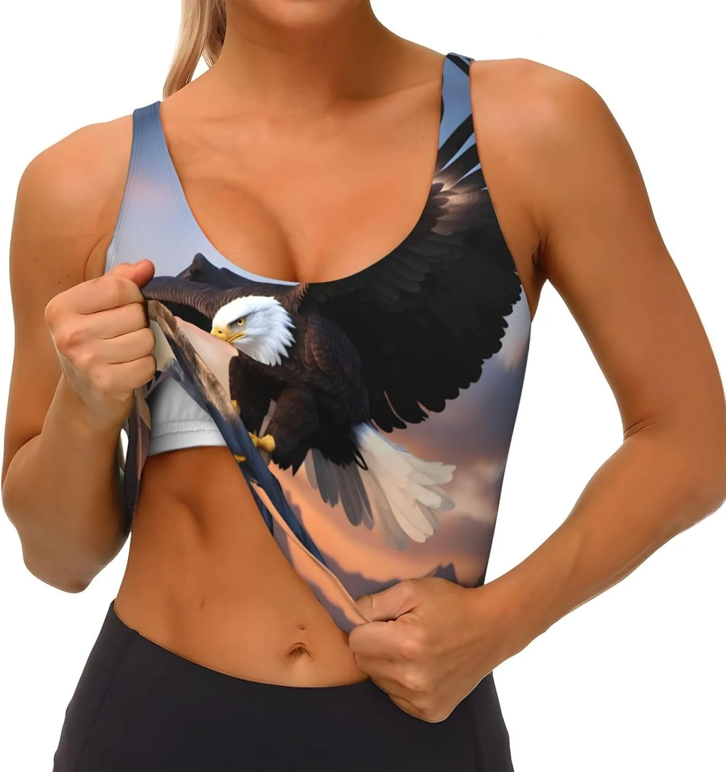 Mighty Bald Eagle Pattern Women's Sports Vest - Yoga Workout Fitness for Women Athletic Tank Tops
