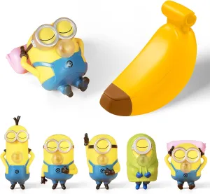 Minions Blind Box Figures Toys, Banana Rocking Sleeping Bag Squeeze Toys, Keychain Stress Relief Toys, Banana Stress Toys to All Ages, Squishy Stress Toys for Kids Boys Girls, 1 Pack