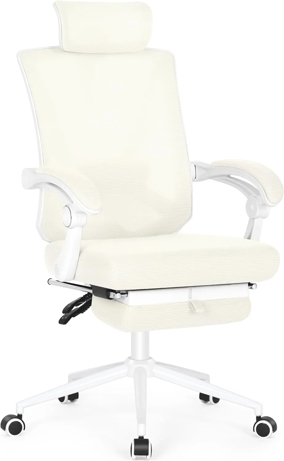 Misolant Ergonomic Office Chair with Footrest, Ergonomic Desk Chair with Adjustable 2D Lumbar Support, High Back Computer Chairs with Adjustable Headrest, Beige Comfortable Executive Office Chair