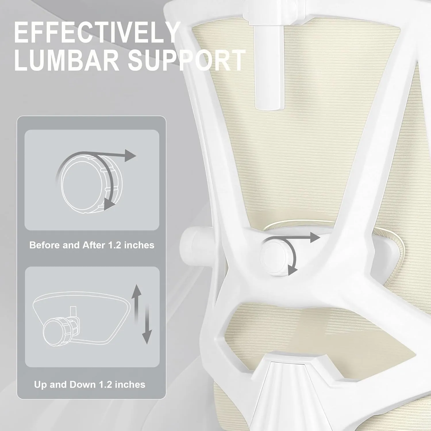 Misolant Ergonomic Office Chair with Footrest, Ergonomic Desk Chair with Adjustable 2D Lumbar Support, High Back Computer Chairs with Adjustable Headrest, Beige Comfortable Executive Office Chair