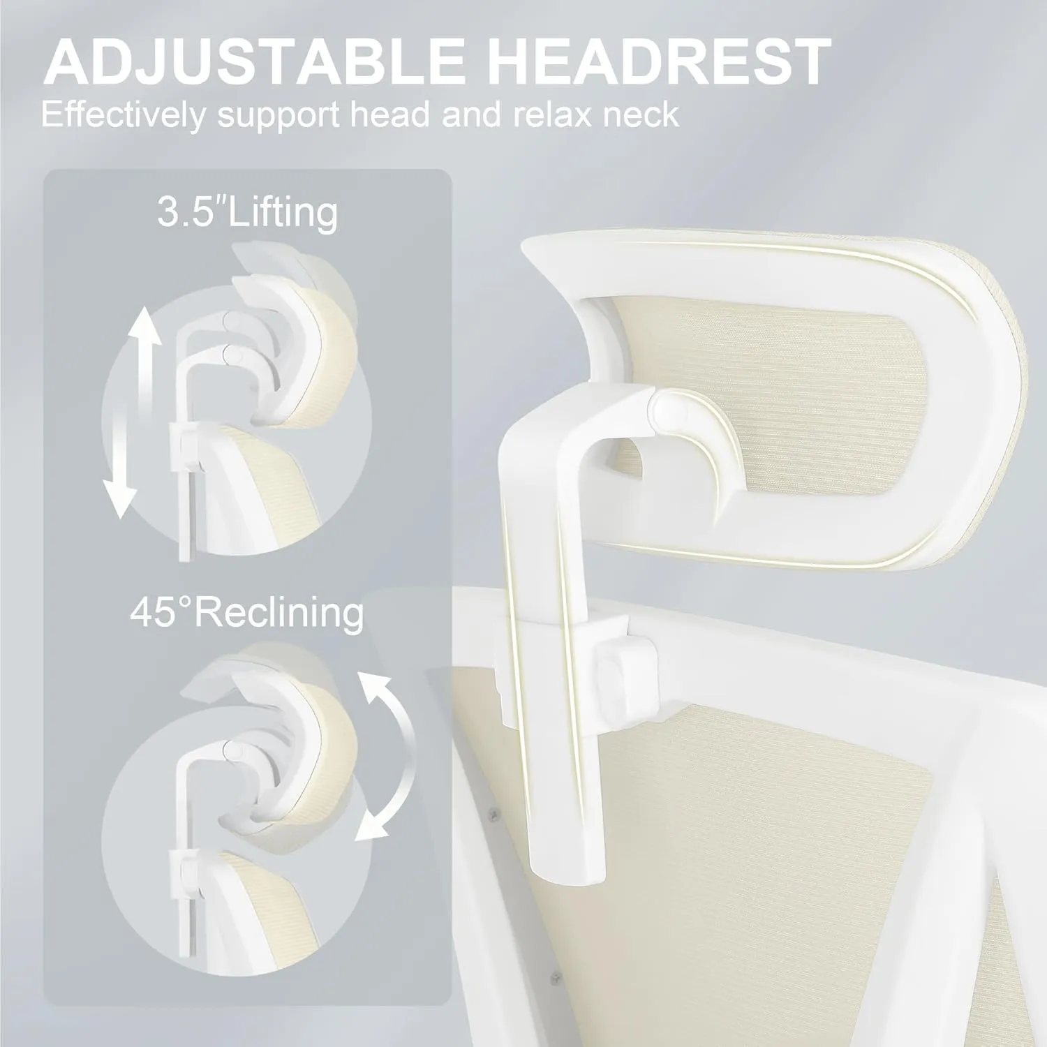 Misolant Ergonomic Office Chair with Footrest, Ergonomic Desk Chair with Adjustable 2D Lumbar Support, High Back Computer Chairs with Adjustable Headrest, Beige Comfortable Executive Office Chair