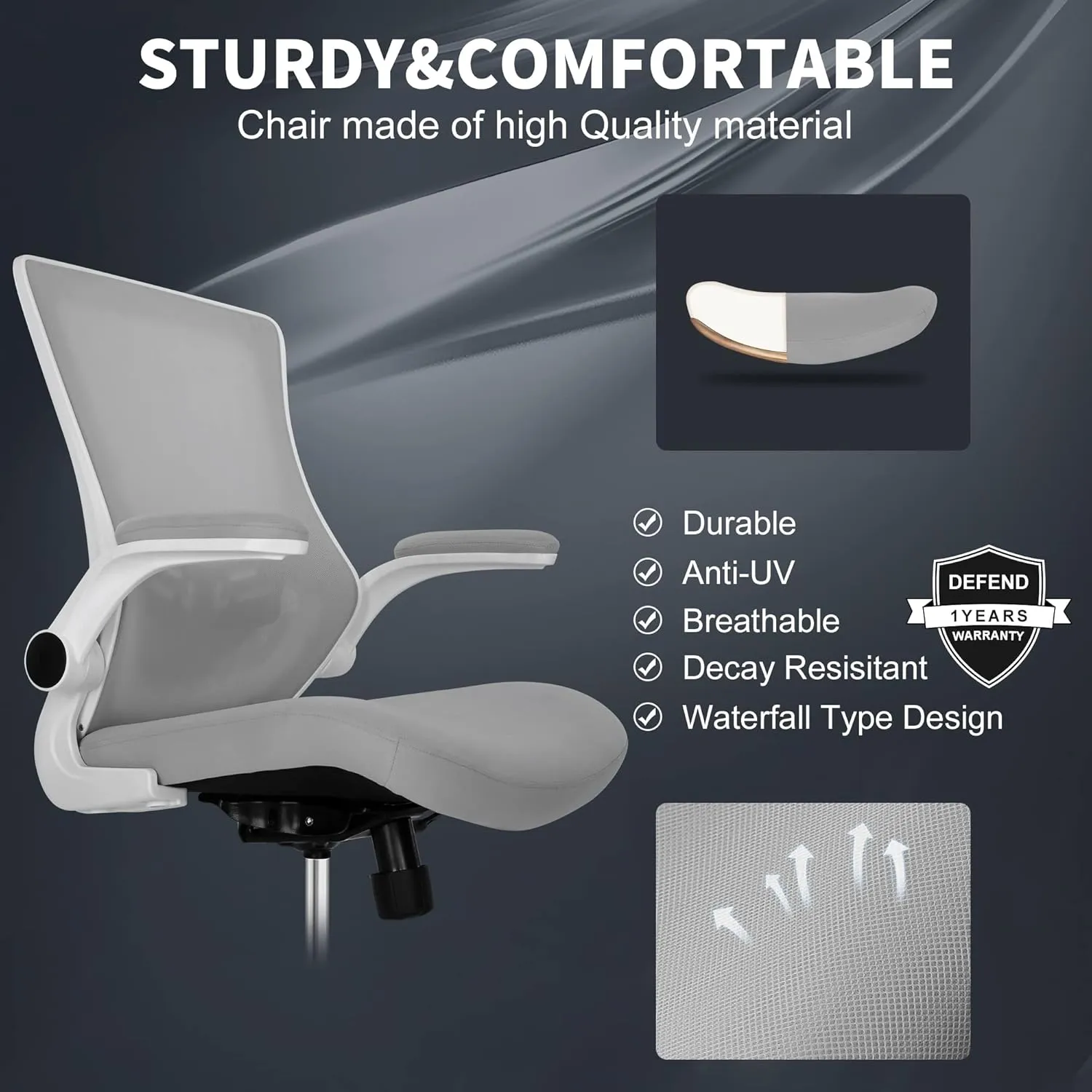 Misolant Tall Office Chair, Drafting Chair for Standing Desk, High Office Chair with Adjustable Lumbar Support, Flip-up Arm and Footrest Ring, Tall Drafting Chair for Bar Height Desk