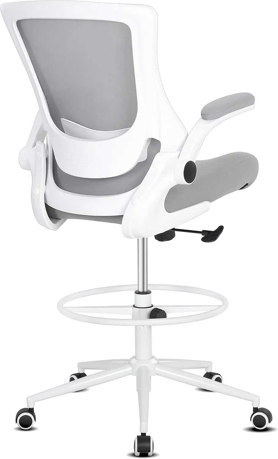 Misolant Tall Office Chair, Drafting Chair for Standing Desk, High Office Chair with Adjustable Lumbar Support, Flip-up Arm and Footrest Ring, Tall Drafting Chair for Bar Height Desk
