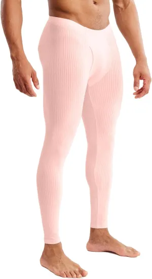 MIZOK Men's Ribbed Knit Compression Pant Cotton Thermal Leggings