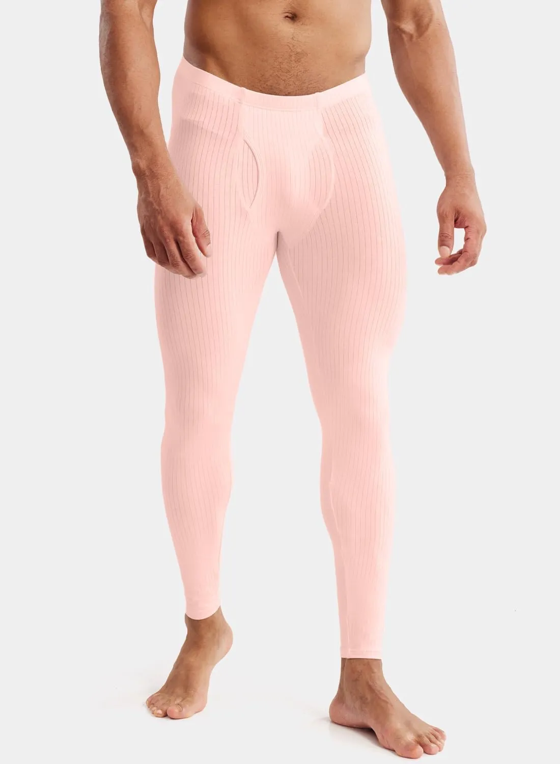 MIZOK Men's Ribbed Knit Compression Pant Cotton Thermal Leggings