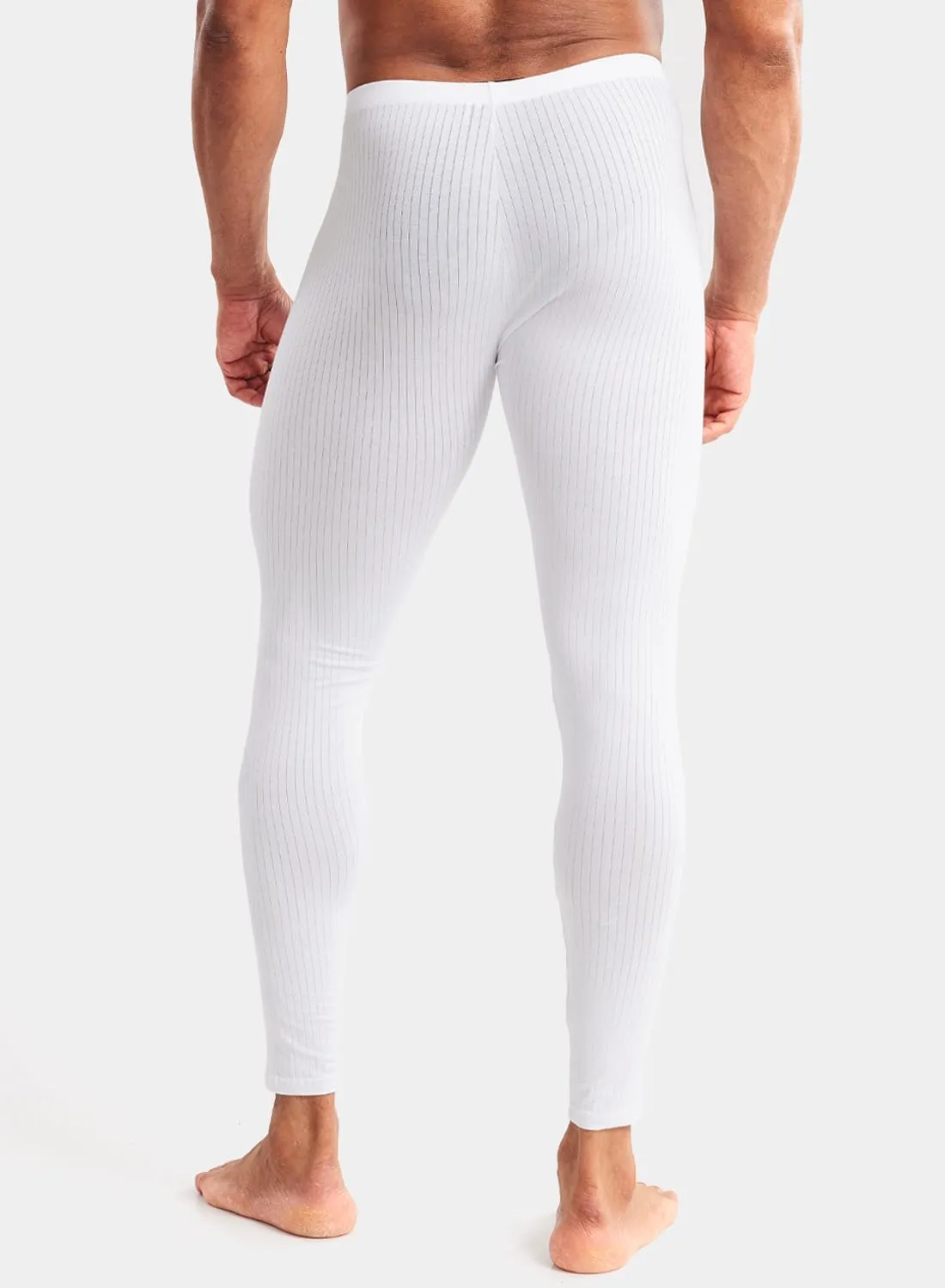 MIZOK Men's Ribbed Knit Compression Pant Cotton Thermal Leggings