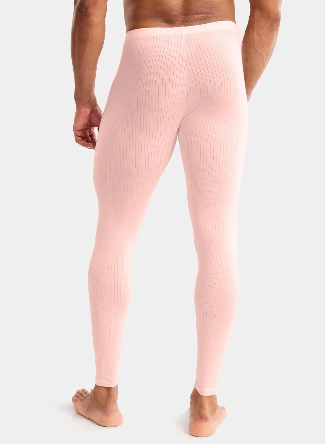 MIZOK Men's Ribbed Knit Compression Pant Cotton Thermal Leggings