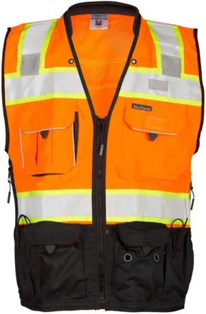 ML Kishigo Men's Class 2 High Visibility Premium Black Series Surveyors Vest - Orange/Black, Medium, Model Number S5000