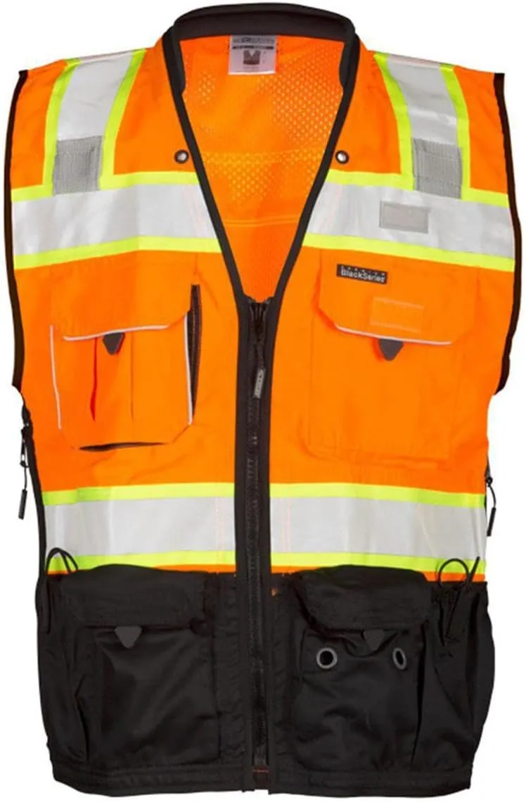 ML Kishigo Men's Class 2 High Visibility Premium Black Series Surveyors Vest - Orange/Black, Medium, Model Number S5000