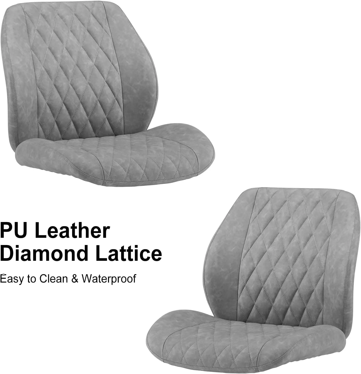Modern Ergonomic Office Desk Chair, Grey Leather with Lumbar Support, Adjustable Height, Swivel, Armrests, for Office, Gaming, Reading, Relaxing
