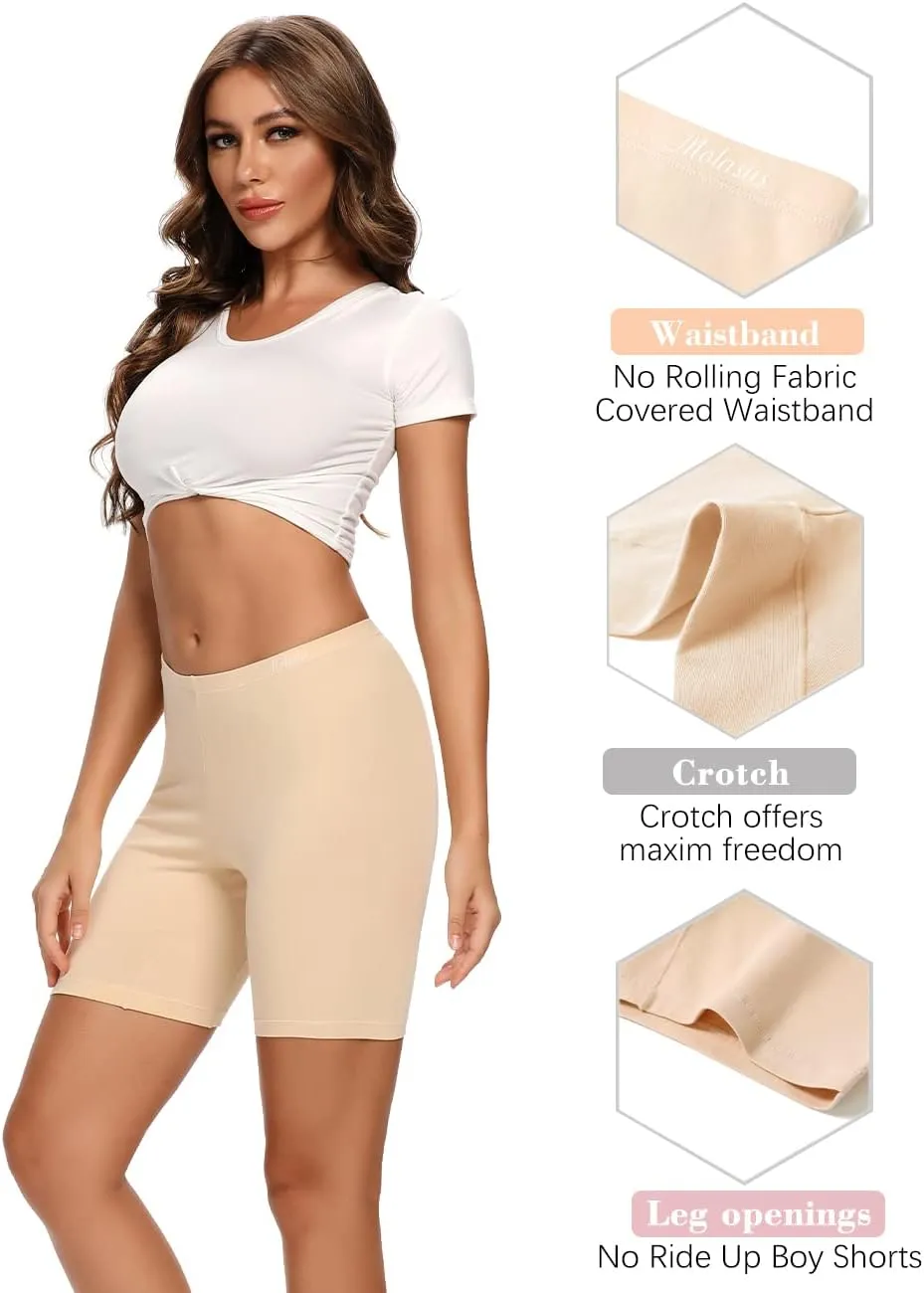 Molasus Womens Cotton Boxer Shorts Underwear Anti Chafing Bike Shorts(Regular & Plus Size)