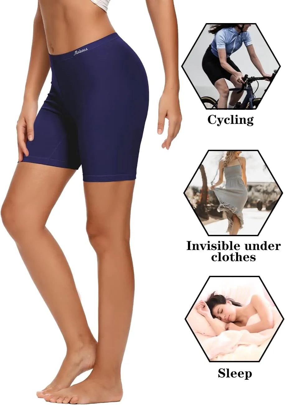 Molasus Womens Cotton Boxer Shorts Underwear Anti Chafing Bike Shorts(Regular & Plus Size)