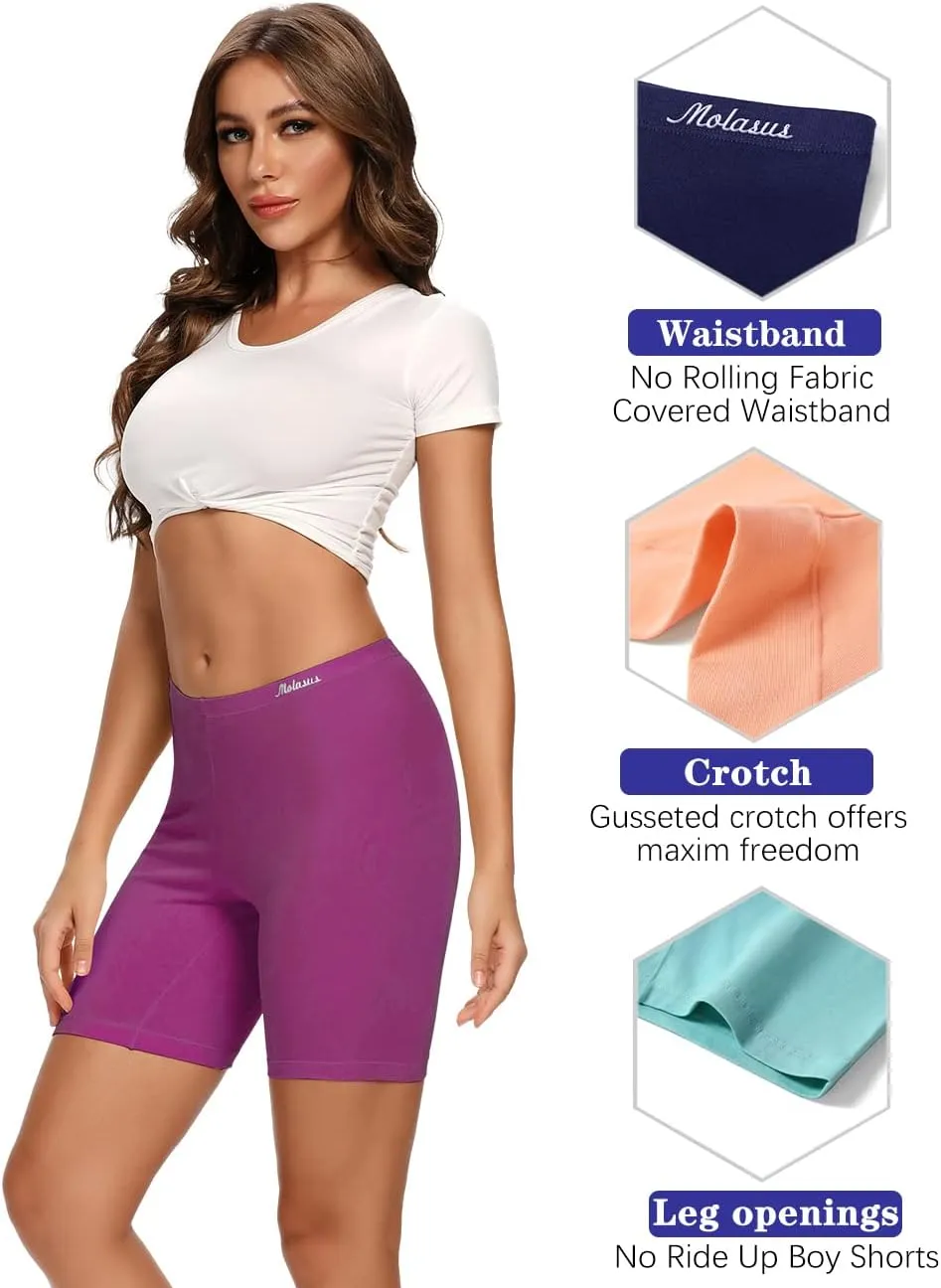 Molasus Womens Cotton Boxer Shorts Underwear Anti Chafing Bike Shorts(Regular & Plus Size)