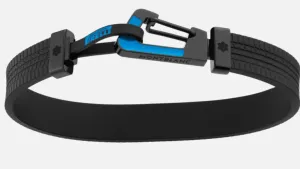 Montblanc- Meisterstück Great Masters Pirelli Bracelet in Rubber and Steel with Blue Lacquer