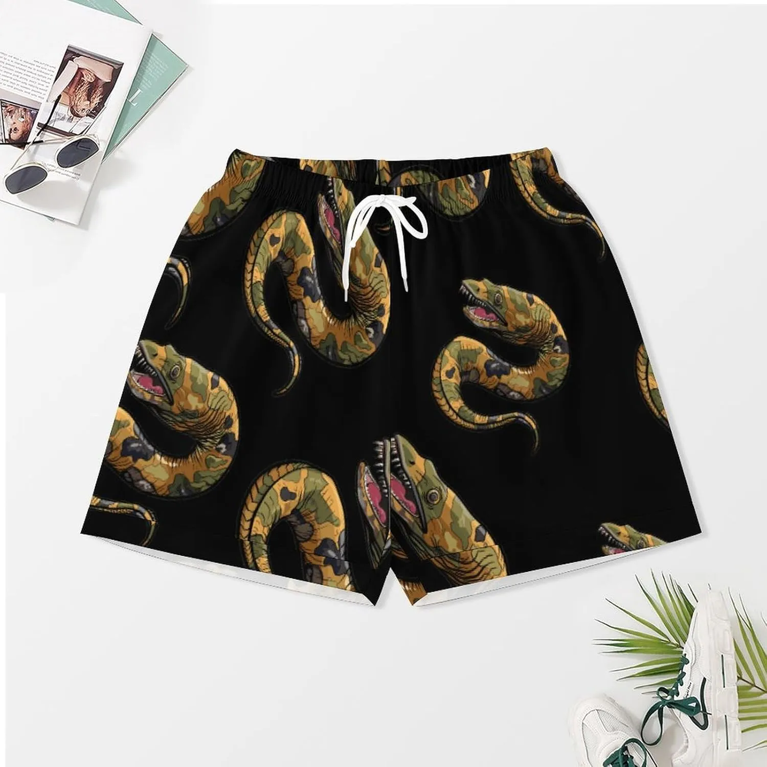 Moray Eel Camouflage Women's Satin Pajama Set Short Sleeve Button Down Sleepwear Loungewear Pj Set