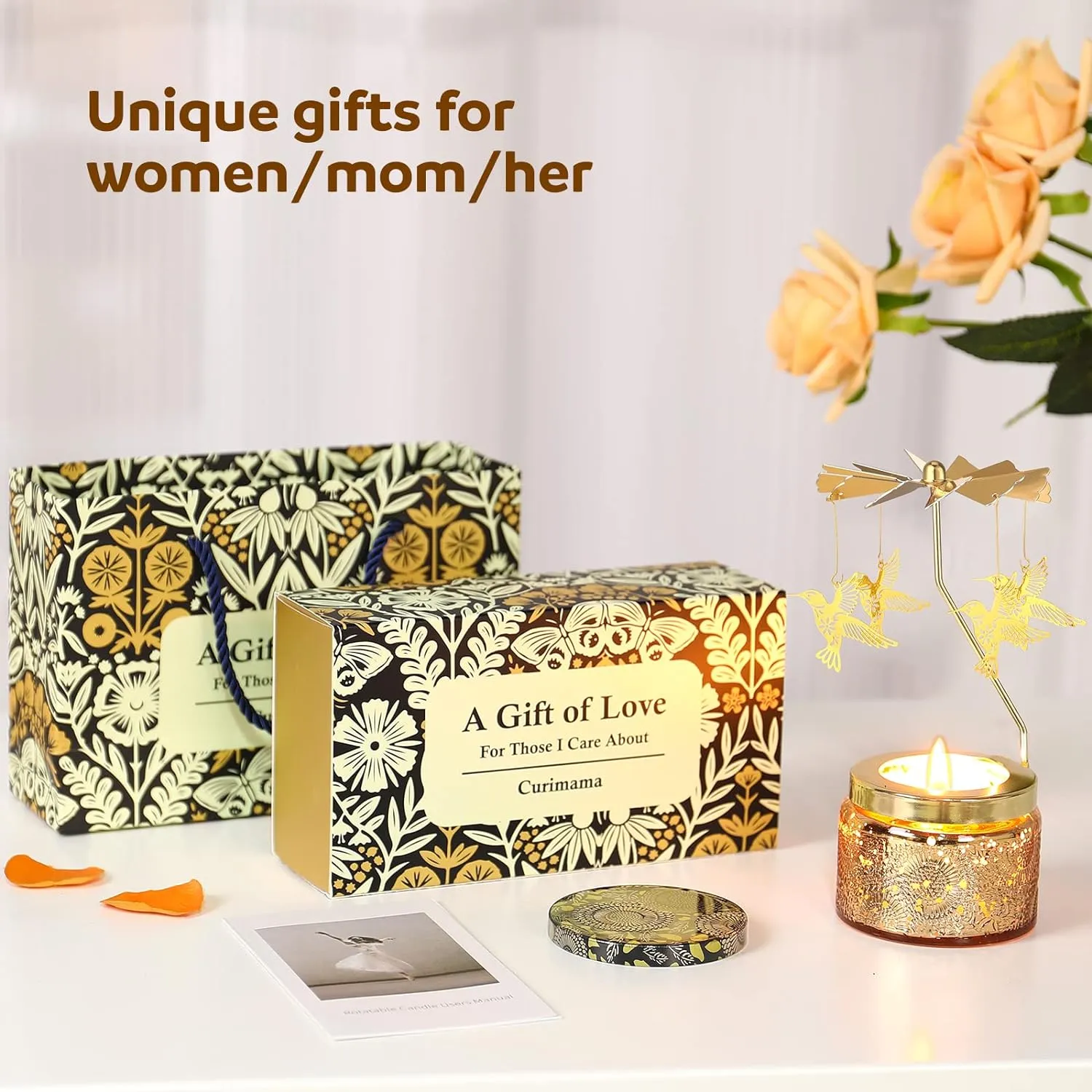 Mothers Day Gifts for Mom from Daughter, Hummingbird Gift for Women Friendship, Rotating Candles for Sister, Unique Birthday Gift for Her, Mothers Day Gifts for Wife Grandma New Mom