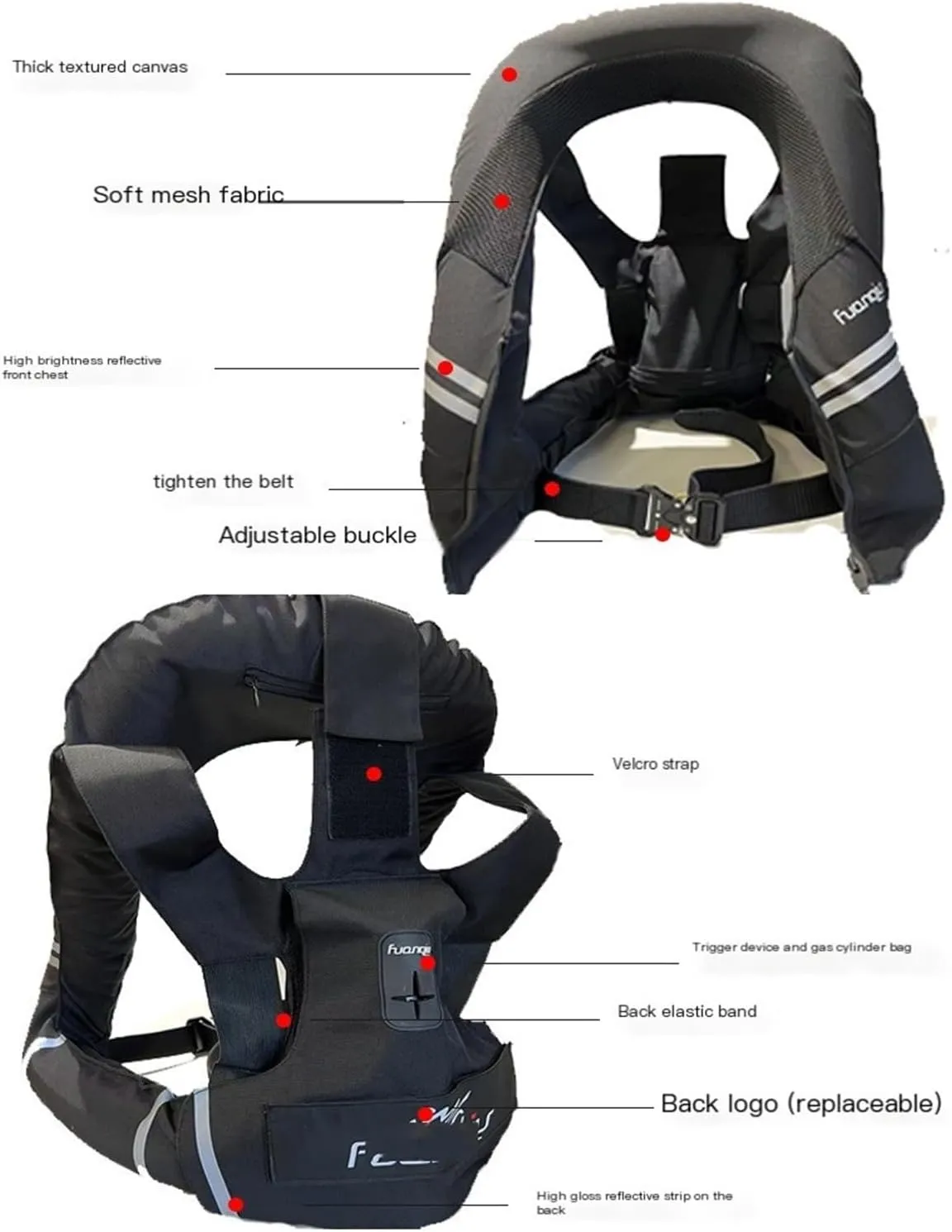 Motorcycle Air Bag Vest For Adult Kids 0.1S Trigger Airbag Adjustable Size, Unisex, Lightweight, Reflective