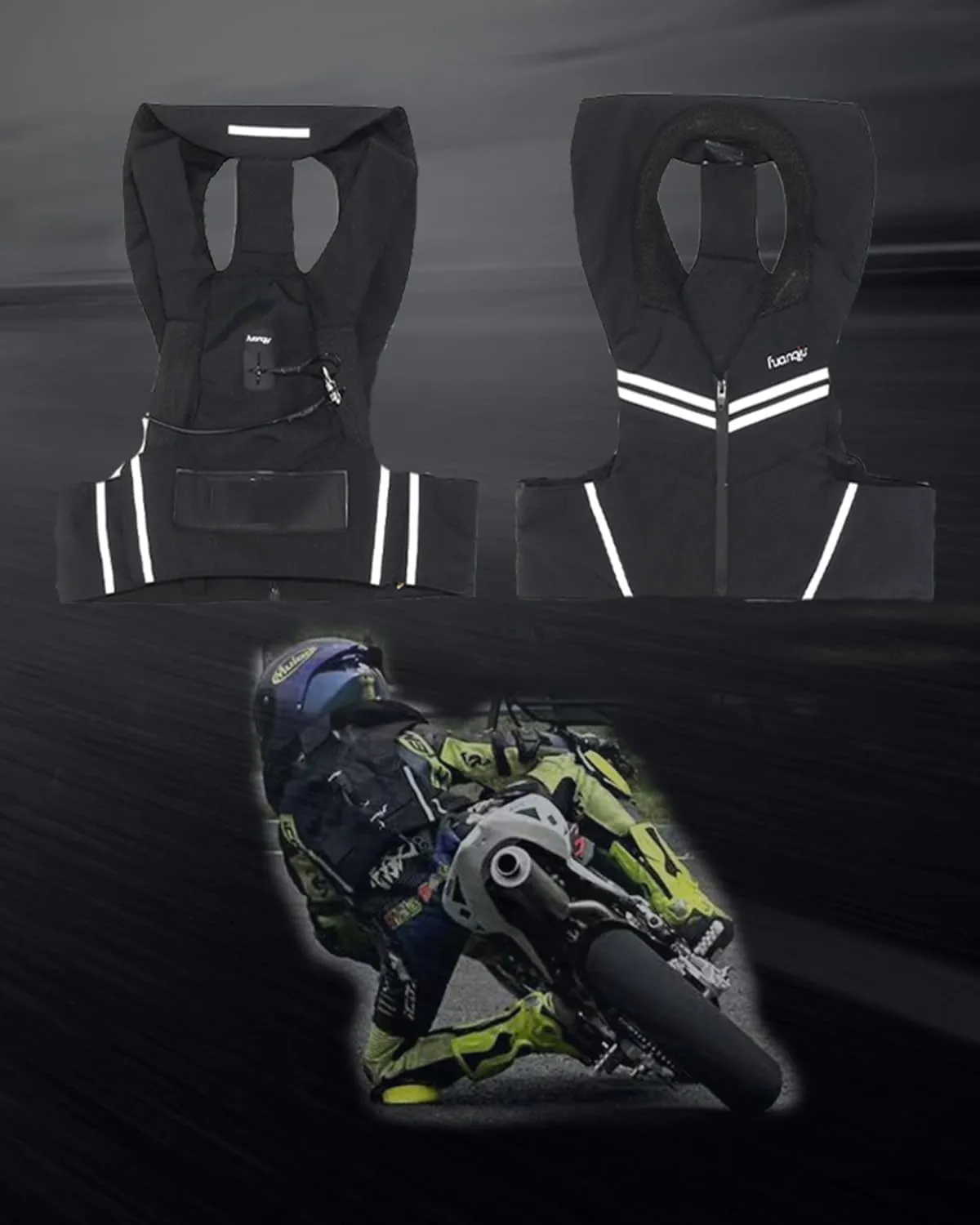Motorcycle Air Bag Vest For Adult Kids 0.1S Trigger Airbag Adjustable Size, Unisex, Lightweight, Reflective