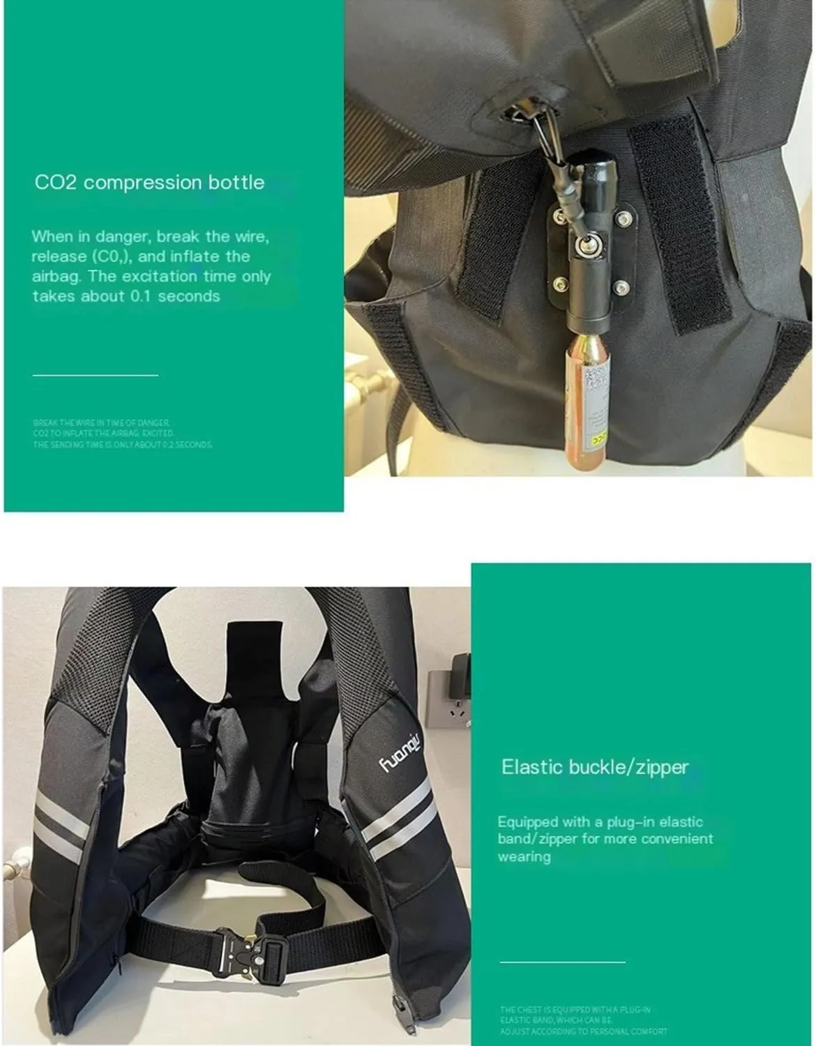 Motorcycle Air Bag Vest For Adult Kids 0.1S Trigger Airbag Adjustable Size, Unisex, Lightweight, Reflective