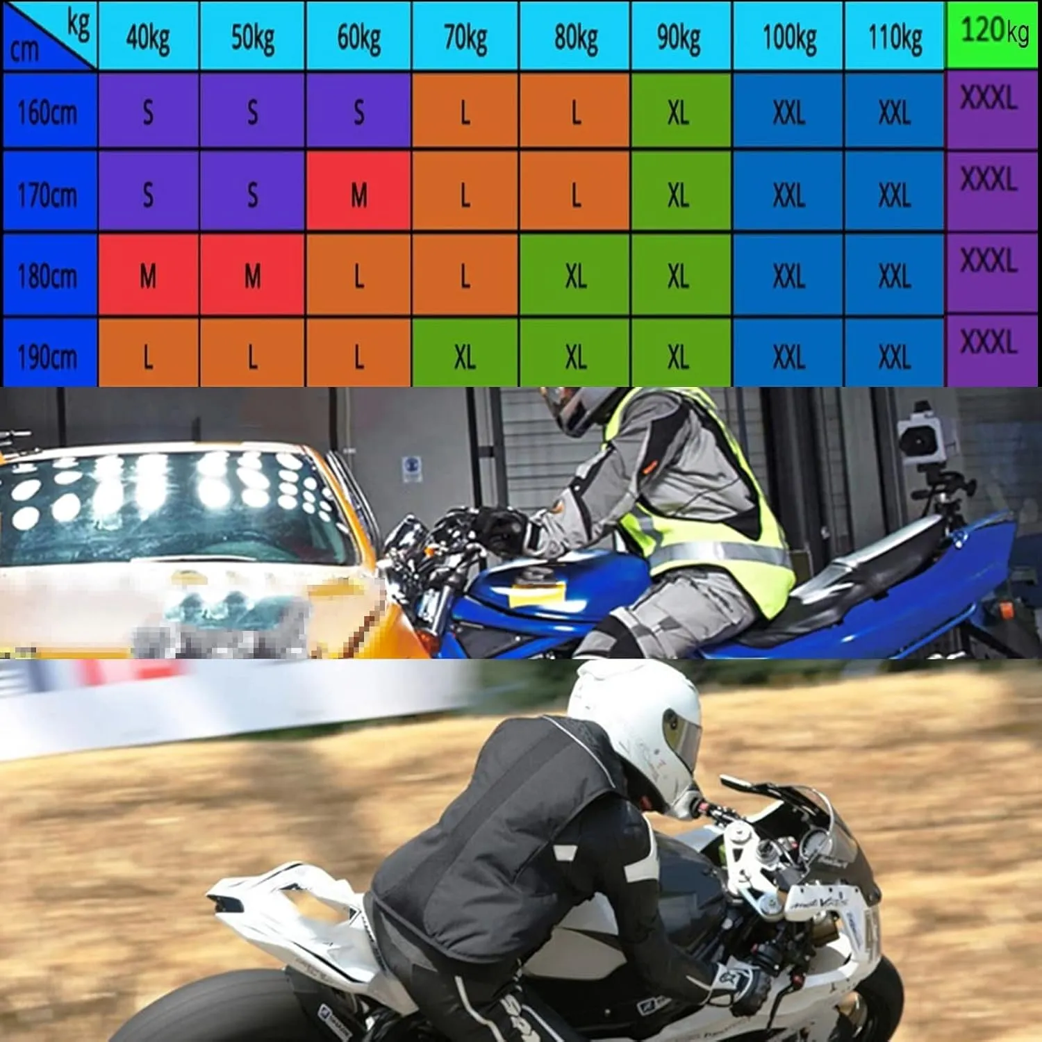 Motorcycle Airbag Vest Racing Inflatable Airvest Protective Jacket Hi Visibility W/ CO2 Cartridge (Color : Green, Size : XXX-Large)