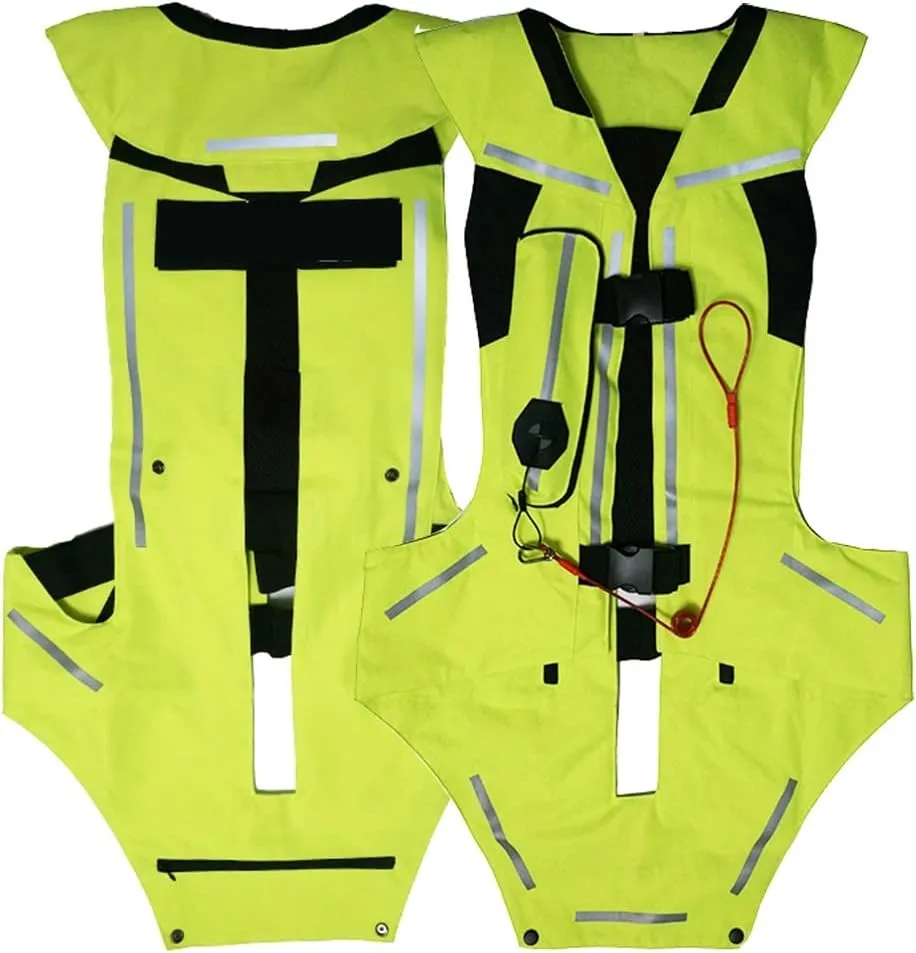 Motorcycle Airbag Vest Racing Inflatable Airvest Protective Jacket Hi Visibility W/ CO2 Cartridge (Color : Green, Size : XXX-Large)