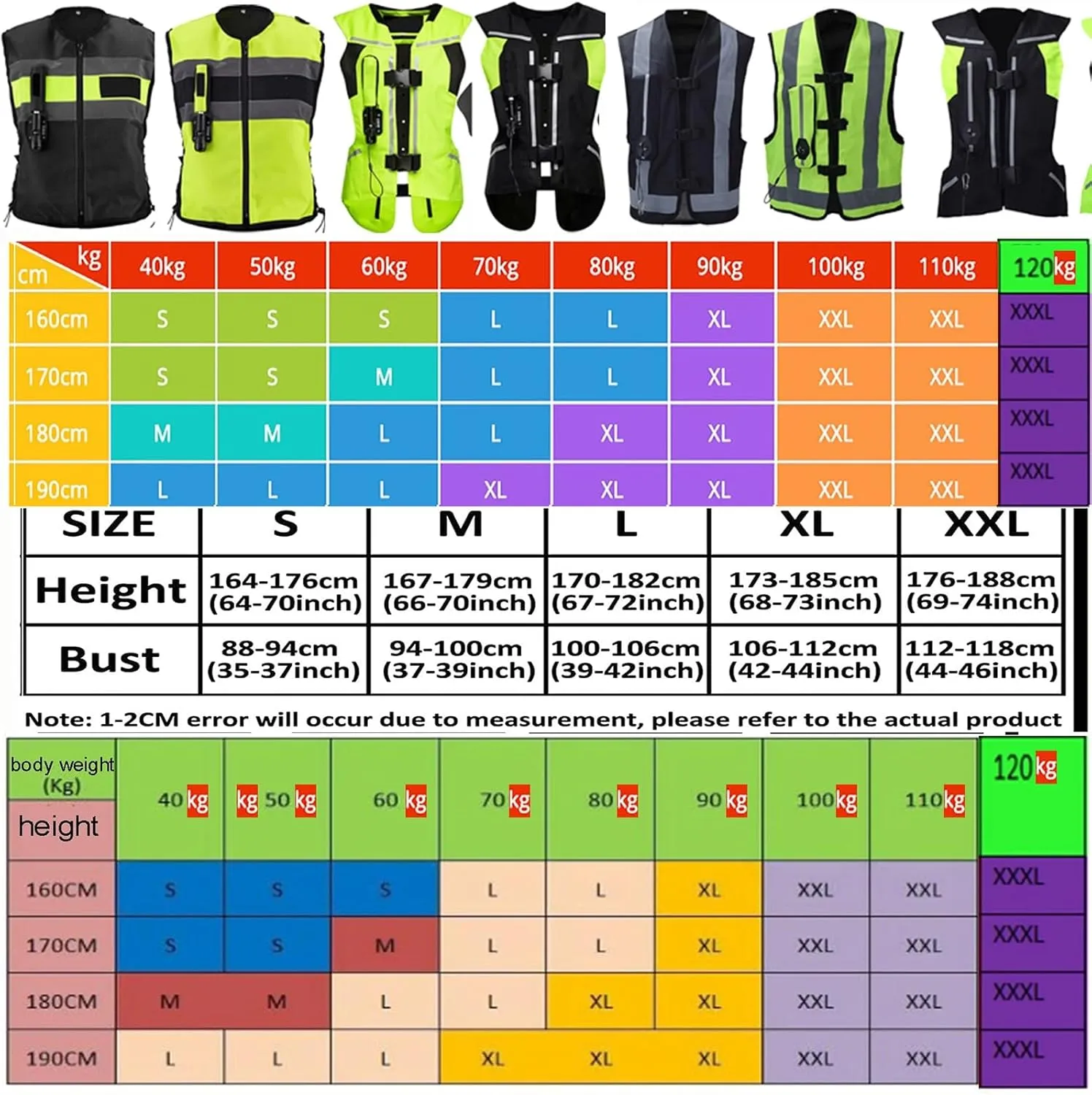 Motorcycle Airbag Vest With Reflective Tape Reusable, 0.1S Trigger Airbag Motocross Air-Bag Riding Jacket