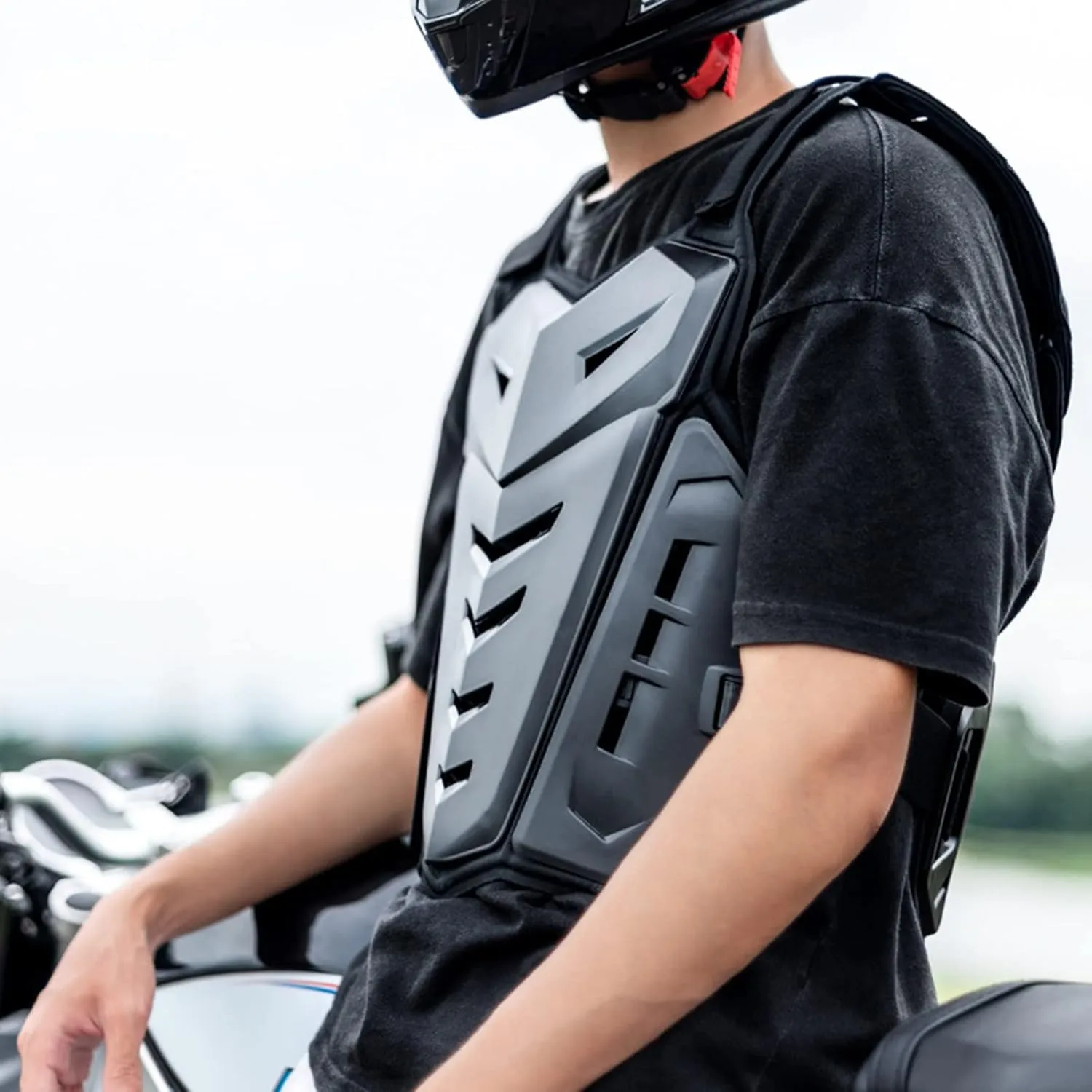 Motorcycle Armor Vest Outdoor Sports PE Riding Chest Armor Back Protector Off-Road Racing Vest, Aldult,Black