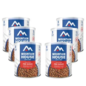 Mountain House Freeze Dried Pork Sausage 25 Servings Per Container Ready to Eat Gluten Free Meal Prep, Emergency Food, Camping & Survival Meals 30 Year Taste Guarantee Made in USA Pack of 6