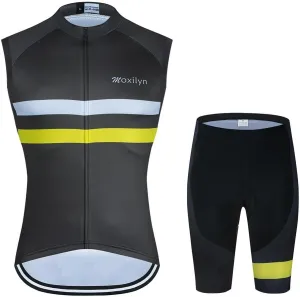 MOXILYN Men's Cycling Vest Road Bike without Sleeves Jersey Zipper Pokcet Bicycle Shorts with Padded Cycling Clothing Set