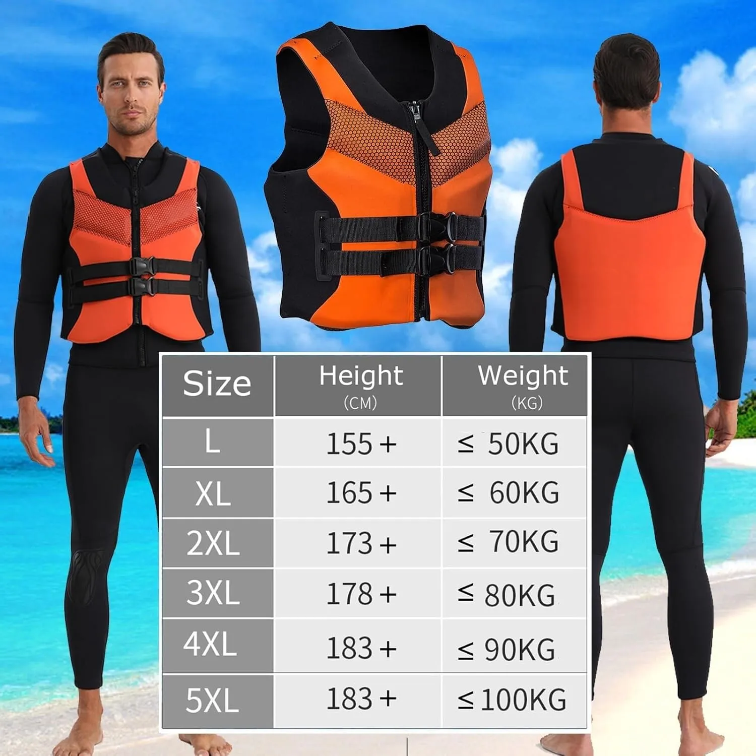 Multifunction Swim Vest for Men and Women, High Buoyancy Floating Aid Jacket, Neoprene Swimming Vest, for Kayaking Surfing Rafting
